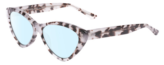 Profile View of SITO SHADES SEDUCTION Designer Blue Light Blocking Eyeglasses in Snow White Brown Tortoise Havana Ladies Cat Eye Full Rim Acetate 57 mm