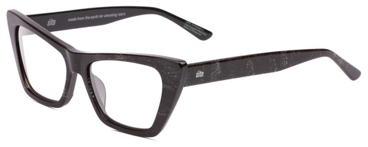 Profile View of SITO SHADES WONDERLAND Designer Progressive Lens Prescription Rx Eyeglasses in Black Mamba Ladies Cat Eye Full Rim Acetate 54 mm