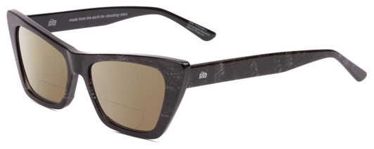 Profile View of SITO SHADES WONDERLAND Designer Polarized Reading Sunglasses with Custom Cut Powered Amber Brown Lenses in Black Mamba Ladies Cat Eye Full Rim Acetate 54 mm