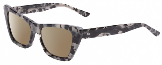 Profile View of SITO SHADES WONDERLAND Designer Polarized Sunglasses with Custom Cut Amber Brown Lenses in Black Grey Tortoise Ladies Cat Eye Full Rim Acetate 54 mm