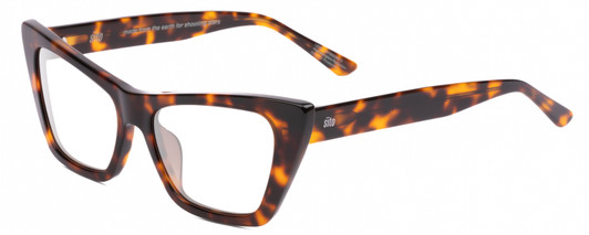 Profile View of SITO SHADES WONDERLAND Designer Blue Light Blocking Eyeglasses in Honey Tortoise Havana Ladies Cat Eye Full Rim Acetate 54 mm