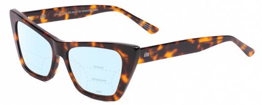 Profile View of SITO SHADES WONDERLAND Designer Progressive Lens Blue Light Blocking Eyeglasses in Honey Tortoise Havana Ladies Cat Eye Full Rim Acetate 54 mm