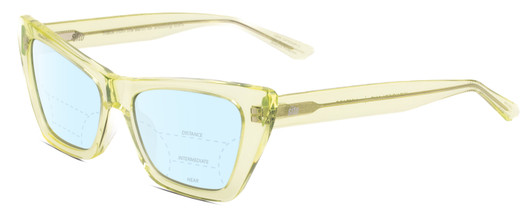 Profile View of SITO SHADES WONDERLAND Designer Progressive Lens Blue Light Blocking Eyeglasses in Limeade Green Crystal Ladies Cat Eye Full Rim Acetate 54 mm