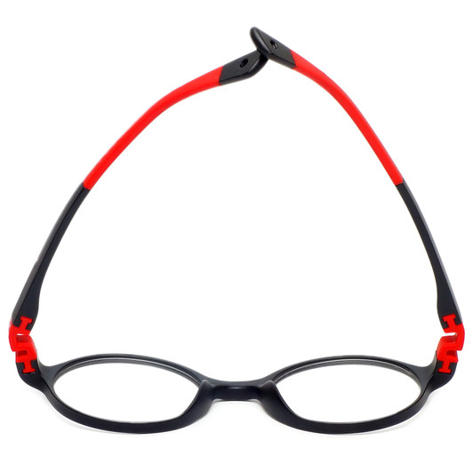 Top View of Cruiser KIDS 027-C3 Unisex Round Designer Reading Glasses Matte Black Red 44 mm