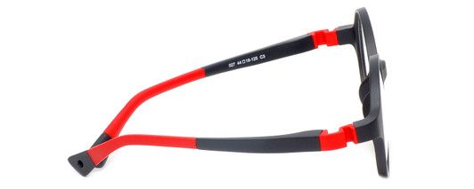 Side View of Cruiser KIDS 027-C3 Designer Blue Light Blocking Eyeglasses in Matte Black Red Unisex Round Full Rim Plastic 44 mm