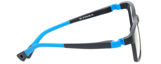 Side View of Cruiser KIDS 032-C4 Designer Blue Light Blocking Eyeglasses in Matte Black Blue Unisex Square Full Rim Plastic 47 mm