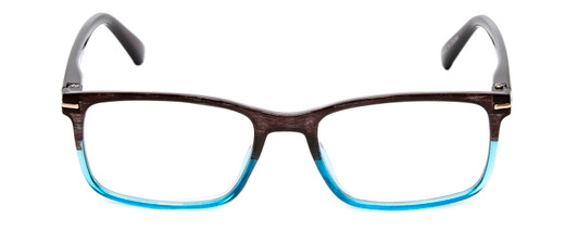 Front View of Calabria R218 Womens Rectangular Designer Reading Glasses Blue Crystal Fade 51mm