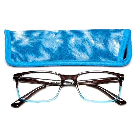 Top View of Calabria R218 Designer Bi-Focal Prescription Rx Eyeglasses in Blue Crystal Fade Ladies Rectangular Full Rim Acetate 51 mm