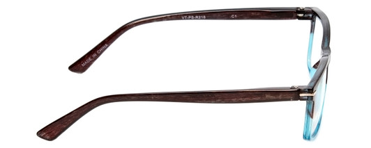 Side View of Calabria R218 Designer Blue Light Blocking Eyeglasses in Blue Crystal Fade Ladies Rectangular Full Rim Acetate 51 mm
