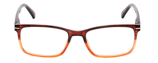 Front View of Calabria R218 Designer Reading Eye Glasses with Custom Cut Powered Lenses in Brown Crystal Fade Ladies Rectangular Full Rim Acetate 51 mm