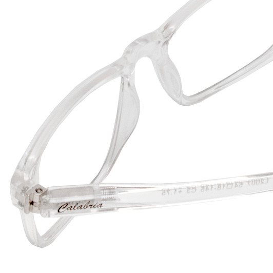 Close Up View of Calabria L2007-C3 Designer Bi-Focal Prescription Rx Eyeglasses in Crystal Clear Unisex Square Full Rim Acetate 54 mm