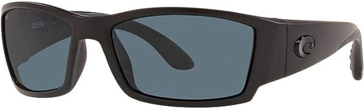 Profile View of Costa Del Mar Men Corbina Polarized Rectangle Sunglasses Blackout/Grey 580P 62mm