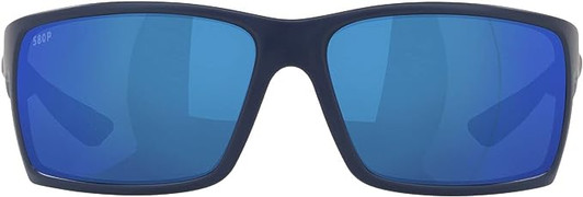 Front View of Costa Del Mar Men Reefton Polarized Rectangular Sunglasses Blue Mirror 580P 64mm