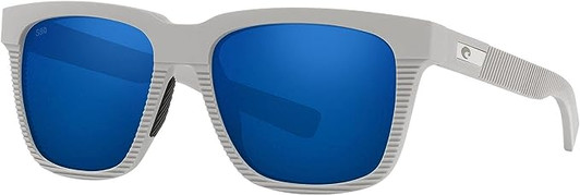 Profile View of Costa Del Mar Men Pescador Polarized Sunglasses Light Grey/Blue Mirror 580G 55mm
