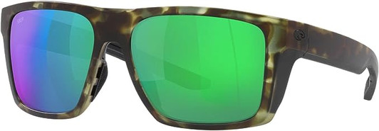 Profile View of Costa Del Mar Men's Lido Sunglasses Wetlands/Polarized Green Mirrored 580P 57 mm