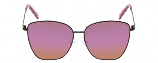 Front View of Kendall+Kylie RILEY Womens Butterfly Sunglasses Black Crystal/Purple Mirror 58mm