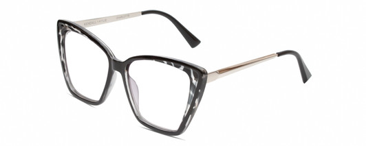 Profile View of Kendall+Kylie KK5126 CHARLOTTE Designer Progressive Lens Blue Light Blocking Eyeglasses in Marble Black Clear Crystal Silver Ladies Cat Eye Full Rim Acetate 54 mm