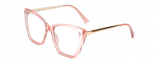 Profile View of Kendall+Kylie KK5126 CHARLOTTE Designer Blue Light Blocking Eyeglasses in Blush Pink Crystal Gold Ladies Cat Eye Full Rim Acetate 54 mm