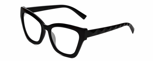 Profile View of Kendall+Kylie KK5130CE ESTELLE Designer Progressive Lens Blue Light Blocking Eyeglasses in Shiny Black  Ladies Cat Eye Full Rim Acetate 52 mm