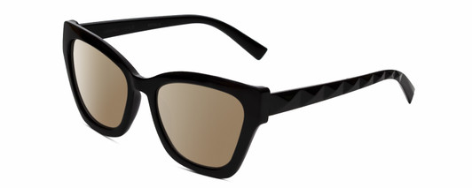 Profile View of Kendall+Kylie KK5130CE ESTELLE Designer Polarized Sunglasses with Custom Cut Amber Brown Lenses in Shiny Black  Ladies Cat Eye Full Rim Acetate 52 mm