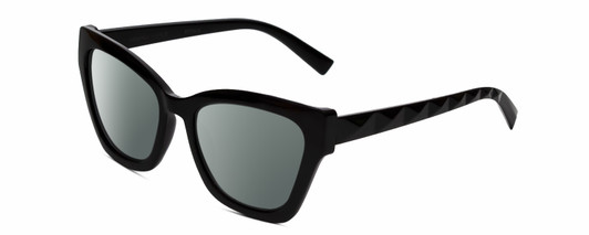 Profile View of Kendall+Kylie KK5130CE ESTELLE Designer Polarized Sunglasses with Custom Cut Smoke Grey Lenses in Shiny Black  Ladies Cat Eye Full Rim Acetate 52 mm