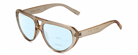Profile View of Kendall+Kylie KK5135CE JAE Designer Progressive Lens Blue Light Blocking Eyeglasses in Golden Wheat Beige Crystal Ladies Oval Full Rim Acetate 56 mm