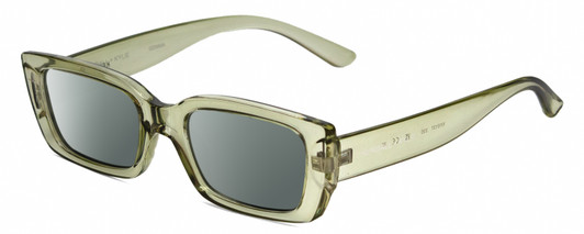 Profile View of Kendall+Kylie KK5137CE GEMMA Designer Polarized Sunglasses with Custom Cut Smoke Grey Lenses in Mint Green Crystal Ladies Rectangular Full Rim Acetate 51 mm