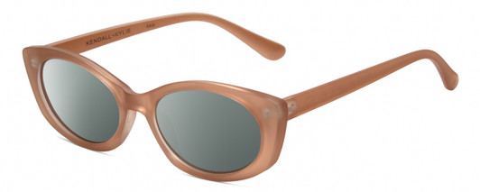 Profile View of Kendall+Kylie KK5140CE KAIA Designer Polarized Sunglasses with Custom Cut Smoke Grey Lenses in Matte Blush Pink Ladies Oval Full Rim Acetate 51 mm
