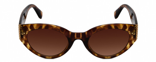 Front View of Kendall+Kylie ALEXANDRA Cateye Sunglasses Amber Tortoise Crystal Gold/Brown 49mm
