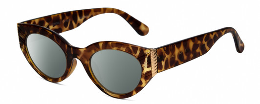 Profile View of Kendall+Kylie KK5143CE ALEXANDRA Designer Polarized Sunglasses with Custom Cut Smoke Grey Lenses in Amber Demi Tortoise Havana Crystal Gold Ladies Cat Eye Full Rim Acetate 49 mm