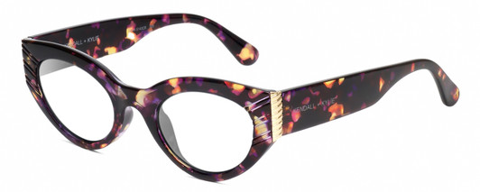 Profile View of Kendall+Kylie KK5143CE ALEXANDRA Designer Blue Light Blocking Eyeglasses in Violet Demi Tortoise Havana Crystal Gold Ladies Cat Eye Full Rim Acetate 49 mm
