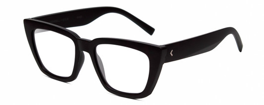 Profile View of Kendall+Kylie KK5145CE SADIE Designer Progressive Lens Blue Light Blocking Eyeglasses in Matte Black Ladies Square Full Rim Acetate 50 mm