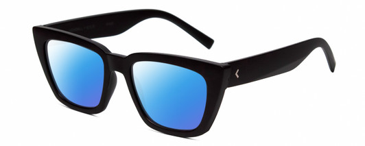 Profile View of Kendall+Kylie KK5145CE SADIE Designer Polarized Sunglasses with Custom Cut Blue Mirror Lenses in Matte Black Ladies Square Full Rim Acetate 50 mm