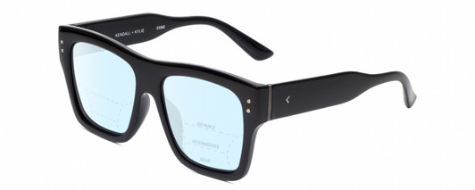 Profile View of Kendall+Kylie KK5147CE ESME Designer Progressive Lens Blue Light Blocking Eyeglasses in Gloss Black Ladies Square Full Rim Acetate 53 mm