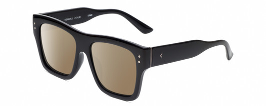 Profile View of Kendall+Kylie KK5147CE ESME Designer Polarized Sunglasses with Custom Cut Amber Brown Lenses in Gloss Black Ladies Square Full Rim Acetate 53 mm