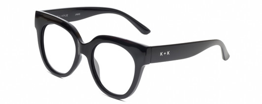 Profile View of Kendall+Kylie KK5149CE JAMIE Designer Blue Light Blocking Eyeglasses in Gloss Black Ladies Round Full Rim Acetate 51 mm