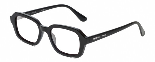 Profile View of Kendall+Kylie KK5152CE GINGER Designer Blue Light Blocking Eyeglasses in Gloss Black Ladies Hexagonal Full Rim Acetate 50 mm
