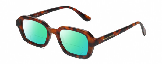 Profile View of Kendall+Kylie KK5152CE GINGER Designer Polarized Reading Sunglasses with Custom Cut Powered Green Mirror Lenses in Berry Purple Demi Tortoise Havana Ladies Hexagonal Full Rim Acetate 50 mm