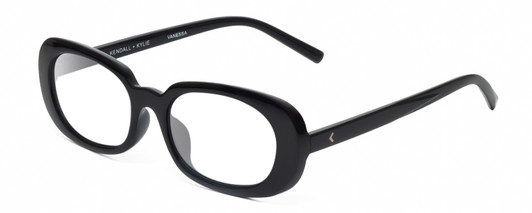 Profile View of Kendall+Kylie KK5153CE VANESSA Designer Blue Light Blocking Eyeglasses in Gloss Black Ladies Oval Full Rim Acetate 54 mm
