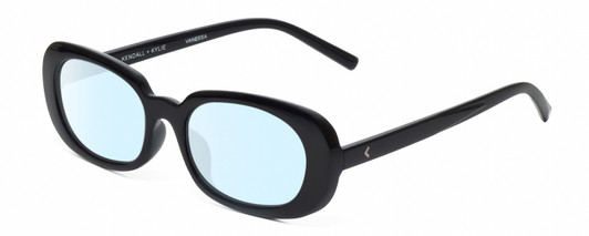 Profile View of Kendall+Kylie KK5153CE VANESSA Designer Blue Light Blocking Eyeglasses in Gloss Black Ladies Oval Full Rim Acetate 54 mm
