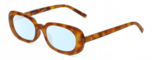 Profile View of Kendall+Kylie KK5153CE VANESSA Designer Blue Light Blocking Eyeglasses in Milky Demi Tortoise Havana Crystal Ladies Oval Full Rim Acetate 54 mm
