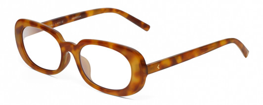 Profile View of Kendall+Kylie KK5153CE VANESSA Designer Progressive Lens Blue Light Blocking Eyeglasses in Milky Demi Tortoise Havana Crystal Ladies Oval Full Rim Acetate 54 mm