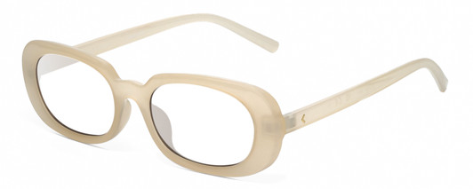 Profile View of Kendall+Kylie KK5153CE VANESSA Designer Blue Light Blocking Eyeglasses in Milky Beige Crystal Ladies Oval Full Rim Acetate 54 mm