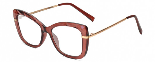 Profile View of Kendall+Kylie KK5156CE FRANNIE Designer Blue Light Blocking Eyeglasses in Blush Pink Crystal Rose Gold Ladies Cat Eye Full Rim Acetate 52 mm