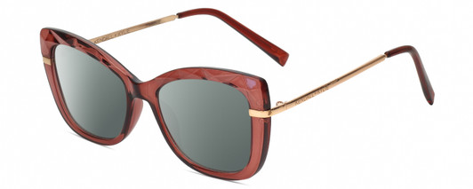 Profile View of Kendall+Kylie KK5156CE FRANNIE Designer Polarized Sunglasses with Custom Cut Smoke Grey Lenses in Blush Pink Crystal Rose Gold Ladies Cat Eye Full Rim Acetate 52 mm