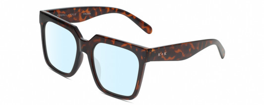 Profile View of Kendall+Kylie KK5160CE COLLEEN Designer Blue Light Blocking Eyeglasses in Amber Tortoise Havana Crystal Ladies Square Full Rim Acetate 54 mm