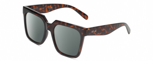 Profile View of Kendall+Kylie KK5160CE COLLEEN Designer Polarized Sunglasses with Custom Cut Smoke Grey Lenses in Amber Tortoise Havana Crystal Ladies Square Full Rim Acetate 54 mm