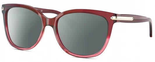 Profile View of COACH HC8132 Designer Polarized Sunglasses with Custom Cut Smoke Grey Lenses in Shimmer Glitter Burgundy Pink Crystal Ladies Cat Eye Full Rim Acetate 57 mm