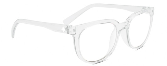 Profile View of SPY Optics Bewilder  Designer Reading Eye Glasses in Light Grey Clear Crystal Unisex Panthos Full Rim Acetate 54 mm