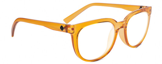 Profile View of SPY Optics Bewilder Designer Progressive Lens Blue Light Blocking Eyeglasses in Orange Crystal Unisex Panthos Full Rim Acetate 54 mm